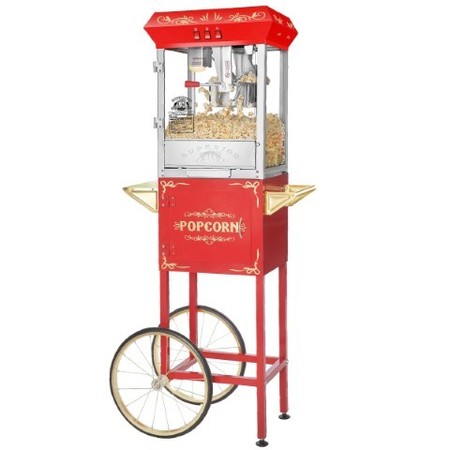 SUPERIOR POPCORN CO Carnival Popcorn Popper Machine With Cart-Makes Approx. 3 Gallons Per Batch-- (8 oz., Red) 554852NTY